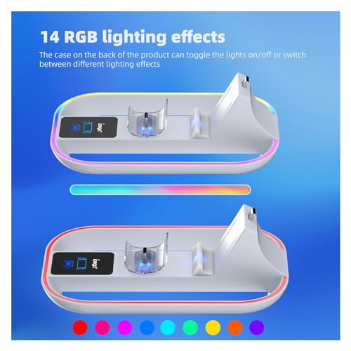PlayStation Portal Charging Dock - Fast Charge for PS Portal Remote Player & PS5 Controller, RGB Light Effects, LED Indicator, USB-C Cable - Gaming Accessories for PlayStation Portal Setup - style: 2-in-1