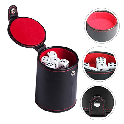 KESYOO Leather Double-Layer Dice Cup Set for Game Supplies PU Leather Storage Container Dices for Bar and KTV Fun