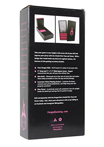 Forged Dice Co. Citadel Dice Tray and Dice Tower - 3 in 1 D&D Dice Box, Storage and Removable Tower - Perfect for RPG and Tabletop Games - color: Pink