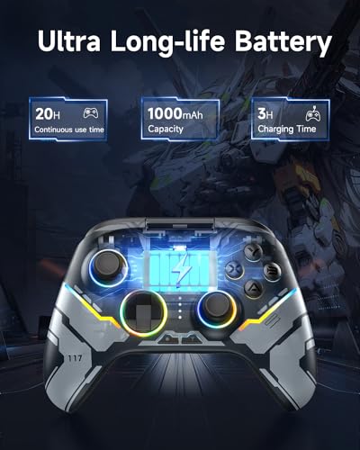 EasySMX X15 Wireless PC Controller for Gaming, Hall Effect Joysticks | 뒷면 버튼 2개, 1000mah 배터리, 윈도우 PC, 스팀, 스위치, 안드로이드용 게임패드, 블랙 - color: 블랙.