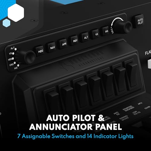 Honeycomb Bravo Throttle Quadrant — Flight Simulator Controls w/Autopilot, Annunciator Panel, Gear, Flaps, Trim Wheel — All-in-One Cockpit System w/Configurable Throttle Setup | Configurable 1-4 Engine Throttle, Autopilot and 14-Light Annunciator, Gear, F