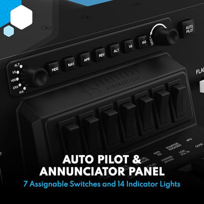 Honeycomb Bravo Throttle Quadrant — Flight Simulator Controls w/Autopilot, Annunciator Panel, Gear, Flaps, Trim Wheel — All-in-One Cockpit System w/Configurable Throttle Setup | Configurable 1-4 Engine Throttle, Autopilot and 14-Light Annunciator, Gear, F