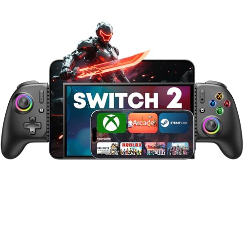 Gamtoure Wireless Phone Controller for iPhone, iPad Mini, Android- Bluetooth Game Controller for Nintendo Switch 2/Switch/Lite/OLED - color: Black, size: L-Switch 2/iphone