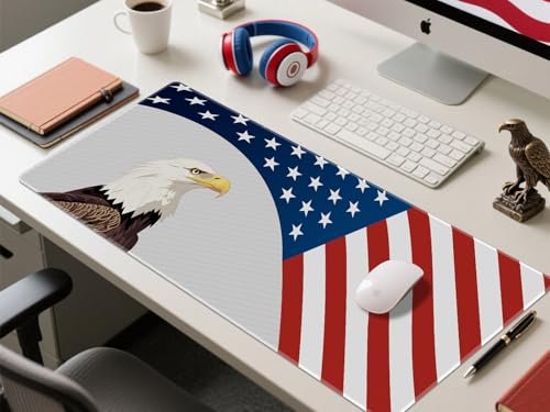 JIALONG Large Gaming Mouse Pad, XXL Desk Mat, Durable Extended Mousepad with Stitched Edges, Non-Slip Base Keyboard Mat for Gamer, Office and Home - 35.4x15.7 Inches - color: Flag
