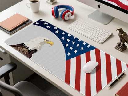 JIALONG Large Gaming Mouse Pad, XXL Desk Mat, Durable Extended Mousepad with Stitched Edges, Non-Slip Base Keyboard Mat for Gamer, Office and Home - 35.4x15.7 Inches - color: Flag