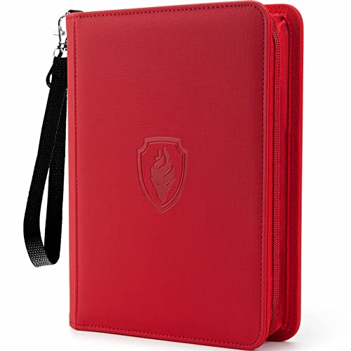 Fabmaker Premium 4 Pocket Zip Card Binder, Trading Card Binder for 320 Cards, Portable PU Card Collection Binder, Collector Card Album Folder for Game & Sports Cards (Red) - color: Red, size: 4 Pocket - 10.2" x 7.5"