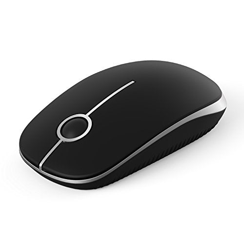Unipows Wireless Mouse-2.4G Slim Portable Computer Mouse, Black Silver | Nano Receiver, Less Noise Mobile Optical Mice for Notebook, PC, Laptop, Desktop - color: Black and Silver