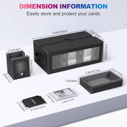 UAONO MTG Deck Box, 6-Deck Modular Commander Deck Box with Dice Tray | Hold 600+ Double-sleeved Cards, Modular TCG Card Deck Box with 35PT Magnetic Card Holder for Magic the Gathering Black Grey - color: Black Grey