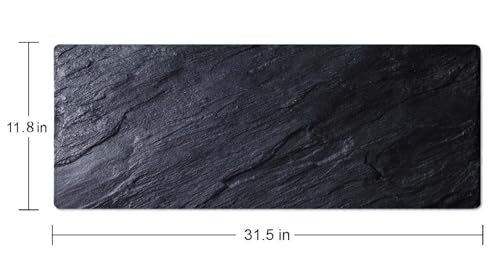 Black Grey Slate Large Gaming Mouse Pad,Mouse Pad Gaming 31.5 x 11.8 in Mouse Mat Desk Pad,Large Desk Mat,Extended Keyboard Mousepad with Non-Slip Base and Stitched Edge for Desk Home Office - color: Black Grey Slate
