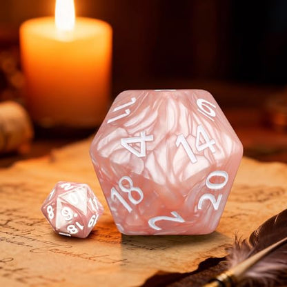 20 Sided DND Dice,D20 Giant Polyhedral Dice,55mm Titan Large Pearl Color D20 Dice,20 Sided Cube D&D Dice Set for Dungeons and Dragons, RPG, MTG Table Games(Beige Pearl) - color: D-20 Beige