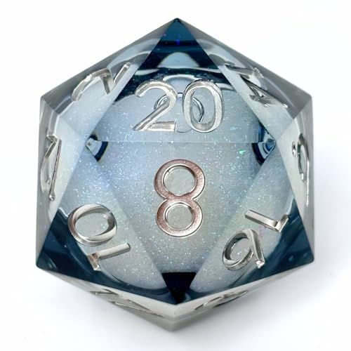 Sage's Portal Souls Liquid Core D20 33mm Chonky Sharp Edge Resin Die DND Dice for Dungeons and Dragons RPG Tabletop TTRPG (Winter Souls) - color: Winter Souls