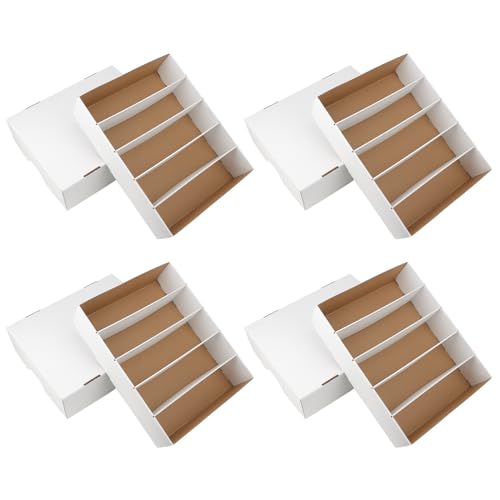 4 Pack Card Storage Box, 3700 Count Trading Card Storage Box White Sports Storage Cards Box Organizer Sorting Tray Cases Box for Storing Protecting and Organizing Soccer Cards - style: 4 Set-1