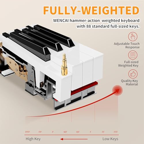 WENCAI Digital Piano 88-Key Fully Weighted Keyboard | Hammer Action Electric Piano, Full-Size Wooden Pianos for Beginner Professional Adults with Sheet Music Stand, Triple Pedal