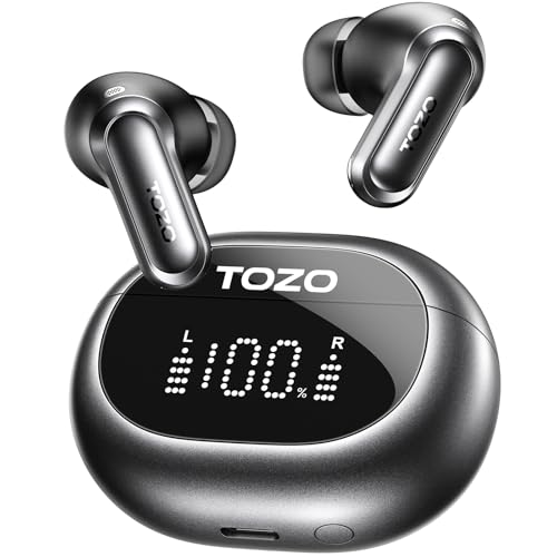 TOZO NC20 Active Noise Cancelling Wireless Earbuds LDAC Hi-Res Bluetooth | 6 Mics AI Call Ear Buds 80H Playtime, Dual Pairing, 32 EQ via App, IPX8 Waterproof, Wireless Charging Case - color: Matte Gray