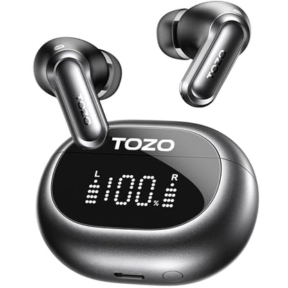 TOZO NC20 Active Noise Cancelling Wireless Earbuds LDAC Hi-Res Bluetooth | 6 Mics AI Call Ear Buds 80H Playtime, Dual Pairing, 32 EQ via App, IPX8 Waterproof, Wireless Charging Case - color: Matte Gray