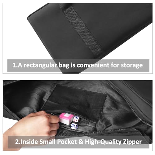 American Mahjong Game Set, 166 Premium White Tiles, 4 All-in-One Color Rack/Pushers, Classic Complete Mahjong Tile Set with Black Carrying Bag - color: Black