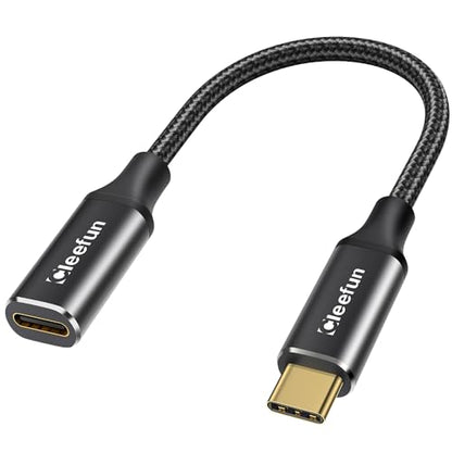CLEEFUN USB-C Extension Cable - 1ft, 1-Pack, USB-C Male to Female, 10Gbps Data & 4K Video Sync, 100W Fast Charging for Laptop, Tablet, Phone - color: Black, size: 1ft