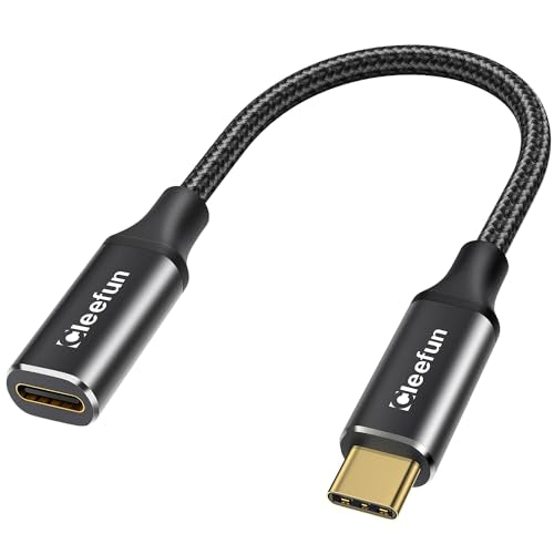 CLEEFUN USB-C Extension Cable - 1ft, 1-Pack, USB-C Male to Female, 10Gbps Data & 4K Video Sync, 100W Fast Charging for Laptop, Tablet, Phone - color: Black, size: 1ft