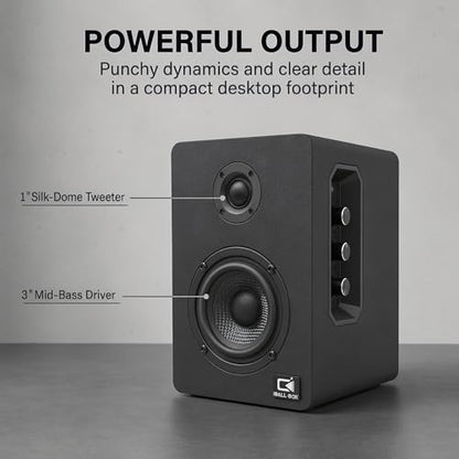 H1 Computer Speakers for Desktop PC, Monitor & Laptop, 60W Powered 2.0 Stereo with Bluetooth, 24-Bit USB-C DAC, Optical, 3.5mm AUX, Bass/Treble Control, Black - color: Black