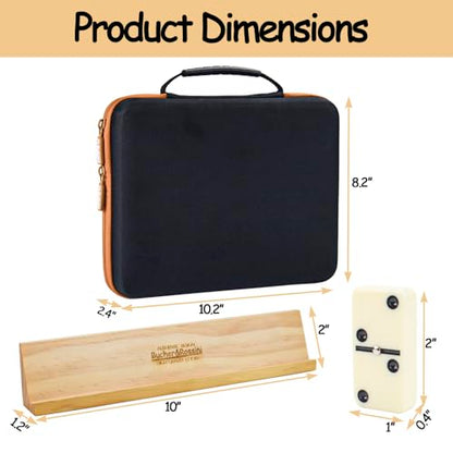 Bucher&Rossini Dominos Set for Adults with 4 Domino Racks Double Six Dominoes Set in Portable Case with 4 Wooden Domino Holders in EVA Hard Case Sturdy and Easy to Carry Ideal Gift Present - color: Double 6 + Hard Case + Racks