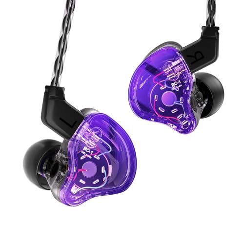CCZ Melody in ear Monitor Headphones, hifi 1DD 1BA Drivers iem Earphones, Wired Earbuds with Crisp Clear Sound, 3.5mm Corded Earbuds for Singers Musicians Drummer Studio (Purple, without microphone) - color: Purple, size: No mic, style: without mic