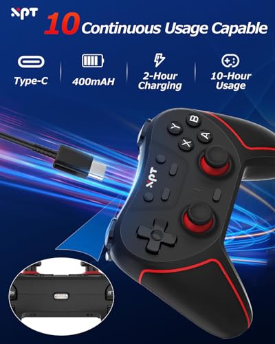 XPT PC Gaming Controller with Bluetooth/2.4G Wireless, Bluetooth Gamepad Game Controller for PC Windows/ Switch2/Switch1/PS4/PS3,Macro Programmable, Adjustable Turbo & Dual Vibration (black) - color: black