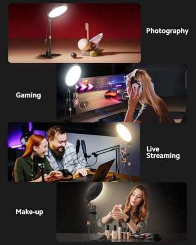 Ring Light with Stand for Zoom Meetings, 360° Rotate 10.5" Zoom Lighting for Computer Video Conference Light Desk Light, Full-Screen LED Lighting with Phone Holder for Live Streaming, Video Call