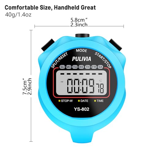 Stopwatch Timer, Digital Stop-Watch for Sports, Blue | Multi-function Stopwatch with Single Split/Lap Timing, Button Beep Alarm Clock, Ideal for Coaches Kids PE-teacher - color: Blue