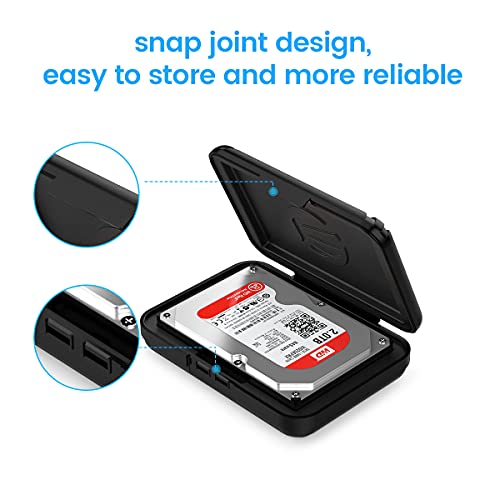 ORICO Hard Drive Case 3.5 inch HDD Storage Carrying Case Anti-Static and Shockproof External Hard Drive Portable Case, Compatible with WD, Seagate, Toshiba, Samsung, Hitachi, Crucial-PHXBK - color: Black