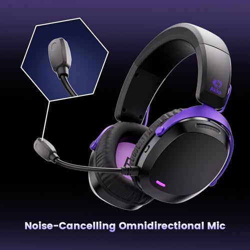 Akko GH300 Wireless Gaming Headphone, Quad-Mode Connectivity Black Headset with 50mm Drivers, Virtual 7.1 Surround Sound, Noise Cancelling Mic, RGB Lights Compatible with Laptop, Desktops - color: Black