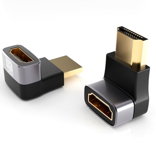 PANPEO 8K@60Hz Right Angle HDMI Adapter, 90 Degree and 270 Degree HDMI Adapter (2 Pack) - size: 2 Pack