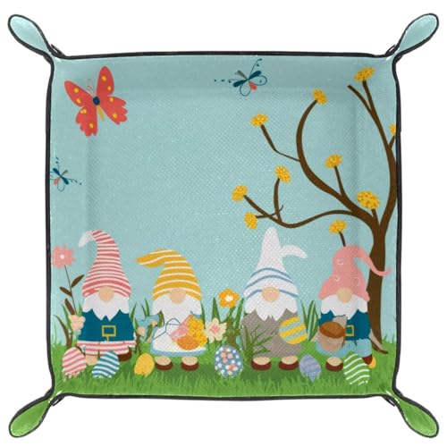 Easter Gnomes Eggs Dice Tray PU Leather Dice Rolling Tray Folding Dice Holder for Dice Games, Like RPG, DND and Other Table Games - color: Multi 5