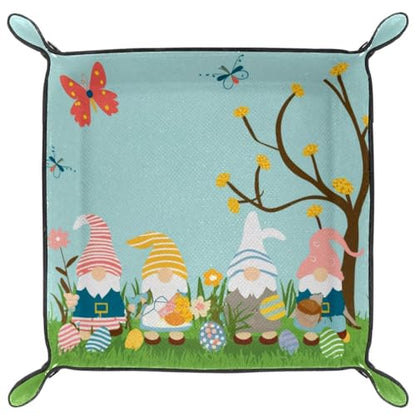 Easter Gnomes Eggs Dice Tray PU Leather Dice Rolling Tray Folding Dice Holder for Dice Games, Like RPG, DND and Other Table Games - color: Multi 5