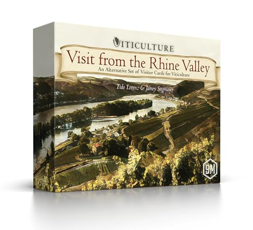 Stonemaier Games: Viticulture: Visit from the Rhine Valley Expansion by Jamey Stegmaier & Tido Lorenz | 80 New Uniquely Illustrated Visitor Cards | Add to Viticulture (Base Game) | 1-6 Players, 90 Min