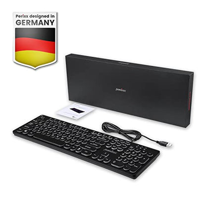 Perixx PERIBOARD-317R Wired Backlit USB Keyboard - Big Print Letter - Tri-Color Illuminated LED - Stylish Round Keycaps - US English - style: Tri-Color Backlit