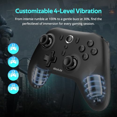 abxylute C6 Wireless PC Controller, Bluetooth Game Controller -1000Hz Polling Rate- Hall Effect Joystick for Windows PC, Switch 1&2, Steam Deck, Android TV/Mobile, iOS, MAC &Tesla Vibration Turbo Lightweight - color: Black