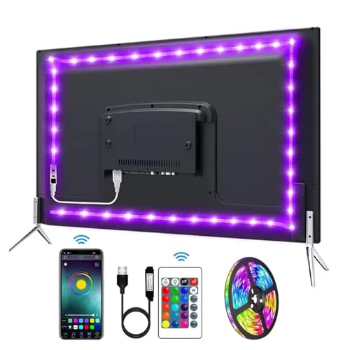 TV LED Light, RGB Color Changing Light Strip, TV Light Strip with Remote Control USB TV Backlight for 32-80 Inch TV, Quick Install Large Size TV/Monitor Backlight, Ambient Lighting (16FT) - size: 196 inches