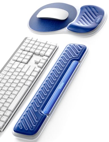 Vaydeer Ergonomic Gel Keyboard Wrist Rest and Mouse Pad with Wrist Rest Set | Cooling Gel Wrist Support for Comfortable Typing, Gaming and Remote Work with Non-slip Base for Stable Desk Use, Blue - color: Blue