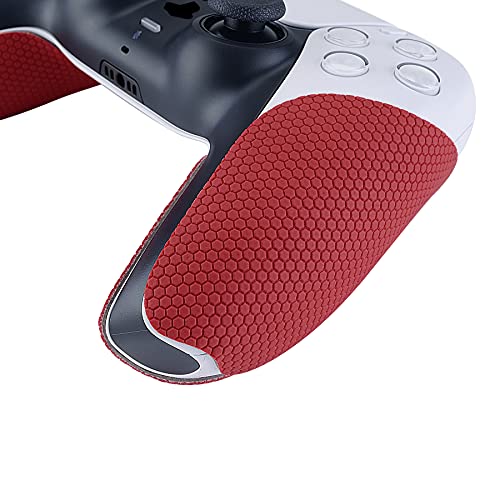 eXtremeRate PlayVital Red Anti-Skid Sweat-Absorbent Controller Grip for ps5 Controller, Professional Textured Soft Rubber Pads Handle Grips for ps5 - color: Red