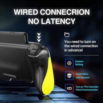 veoyya Controller Compatible with Nintd,Sch/OLED, Rechargeable Plug-in Switch Controller, One Piece Ergonomic Grip Swtch Controller for Handheld Mode with Turbo,Dual Vibration,6-Axis Motion Control