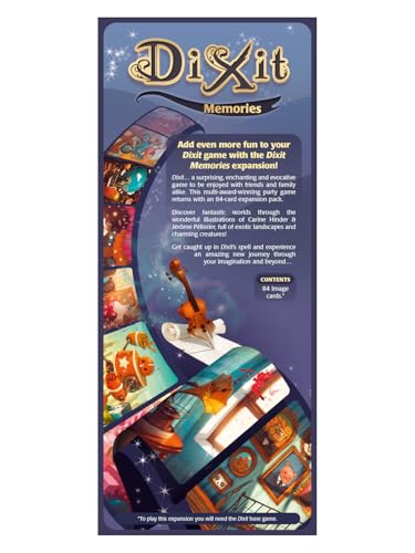 Dixit Memories Board Game EXPANSION - Explore a Fantastical World with 84 Original Art Cards! Creative Storytelling Game for Kids & Adults, Ages 8+, 3-6 Players, 30 Min Playtime, Made by Libellud