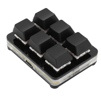 Fabater 6 Key Keypad, One Handed Mechanical Gaming Keyboard, Small USB Wired RGB Keypad DIY Programmable keypad for Game Office (Black) - color: Black