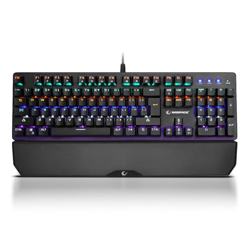 KB-R86 Umbra Mechanical Gaming Keyboard – High-Performance Switches, 26-Key Anti-Ghosting, 12 Multia Keys, Wrist Rest, Durable ABS – Compatible with PC, Laptop, Mac (Blue Switch) - color: Blue Switch, size: 26 Keys
