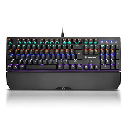 KB-R86 Umbra Mechanical Gaming Keyboard – High-Performance Switches, 26-Key Anti-Ghosting, 12 Multi Media Keys, Wrist Rest, Durable ABS – Compatible with PC, Laptop, Mac (Red Switch) - color: Red Switch, size: 26 Keys