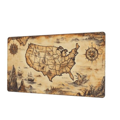 MTG Playmat Old Classical Map TCG Play Mat Original Hand-Painted Smooth Surface Stitched Edges Non-Slip Rubber Base for Trading Card Games Board Games 23.5x13.6in
