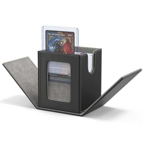 ZLCA MTG Deck Box with Commander Window Display, Commander Deck Box Holds 100 Double-Sleeved Cards Suitable for Magic the Gathering/TCG/CCG/PTCG/EDH/Sport Cards (Black) - color: A1-Black, size: B-Vertical-Commander