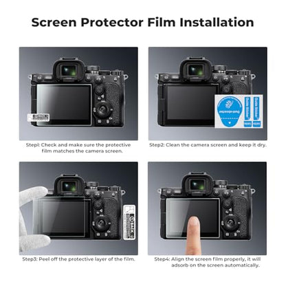 K&F CONCEPT 3 Pack Camera Screen Protector Compatible with Sony A7M5 A7R5, 0.3mm 9H Hardness Tempered Glass Cover Anti-Scratch Bubble-Free & Hot Shoe Cover - size: A7M5/A7R5