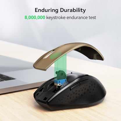 TECKNET 2.4G Wireless Mouse, 4800 DPI Ergonomic Computer Mouse, Gold Black | Mouse for Laptop with USB Receiver, 6 Adjustable DPI, Quiet Click, 30-Month Battery, 6 Button, Portable for PC Chromebook Mac - color: Gold