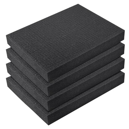 4 Pack Pre-Cut Pick & Pluck Polyurethane Foam Sheets,16×12×2in Gun/Game/Tool Box Protective Insert Foam