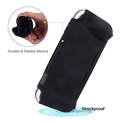 Silicone Protective Case for Nintendo Switch Lite, Soft Grip Case Cover with Comfort Ergonomic Handles for Nintendo Switch Lite 2019 [Self Stand][4 Thumb Stick Caps] (Black) - color: 실리콘-블랙